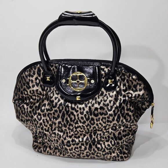 IMAN Travel Leopard Animal Print Tote Overnight and Cosmetic Bag Set - Picture 1 of 9